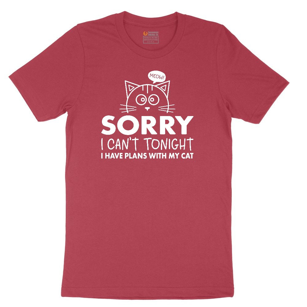Sorry I Can't I Have Plans with My Cat Ladies Short Sleeve Tee - Vintage Red