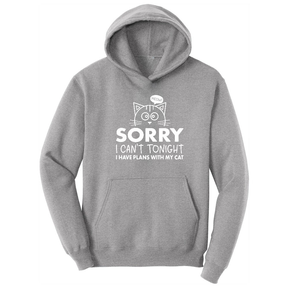 Sorry I Can't I Have Plans with My Cat Hoodie - Athletic Heather