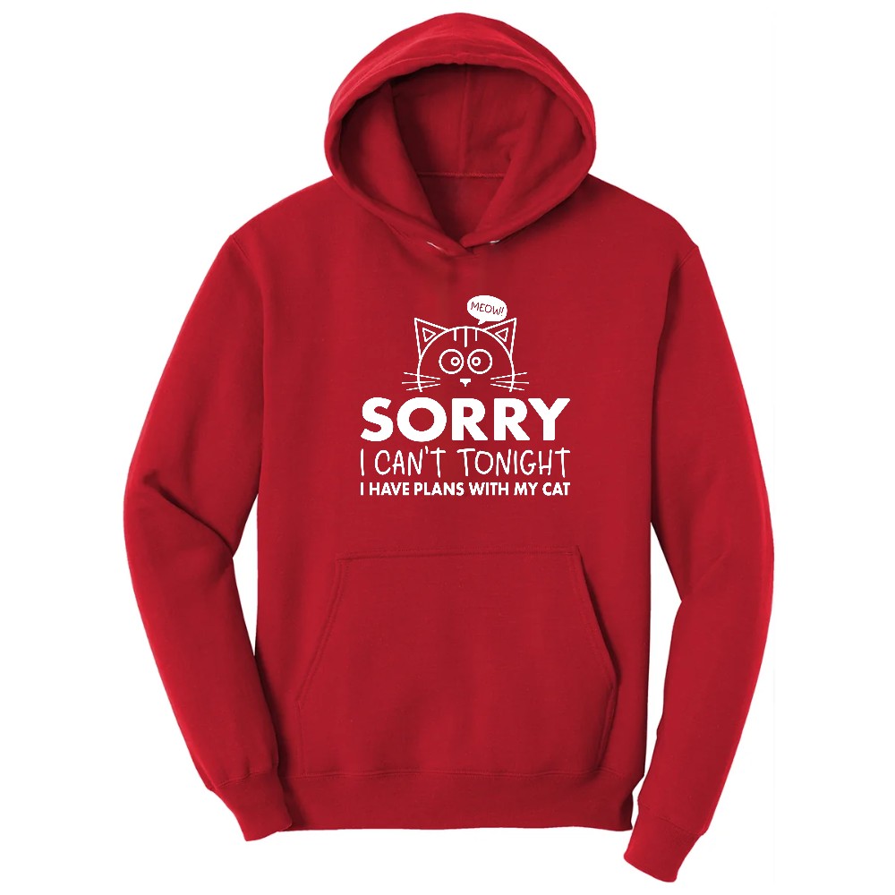 Sorry I Can't I Have Plans with My Cat Hoodie - Red