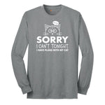 Sorry I Can't I Have Plans with My Cat Long Sleeve Tee - Athletic Grey