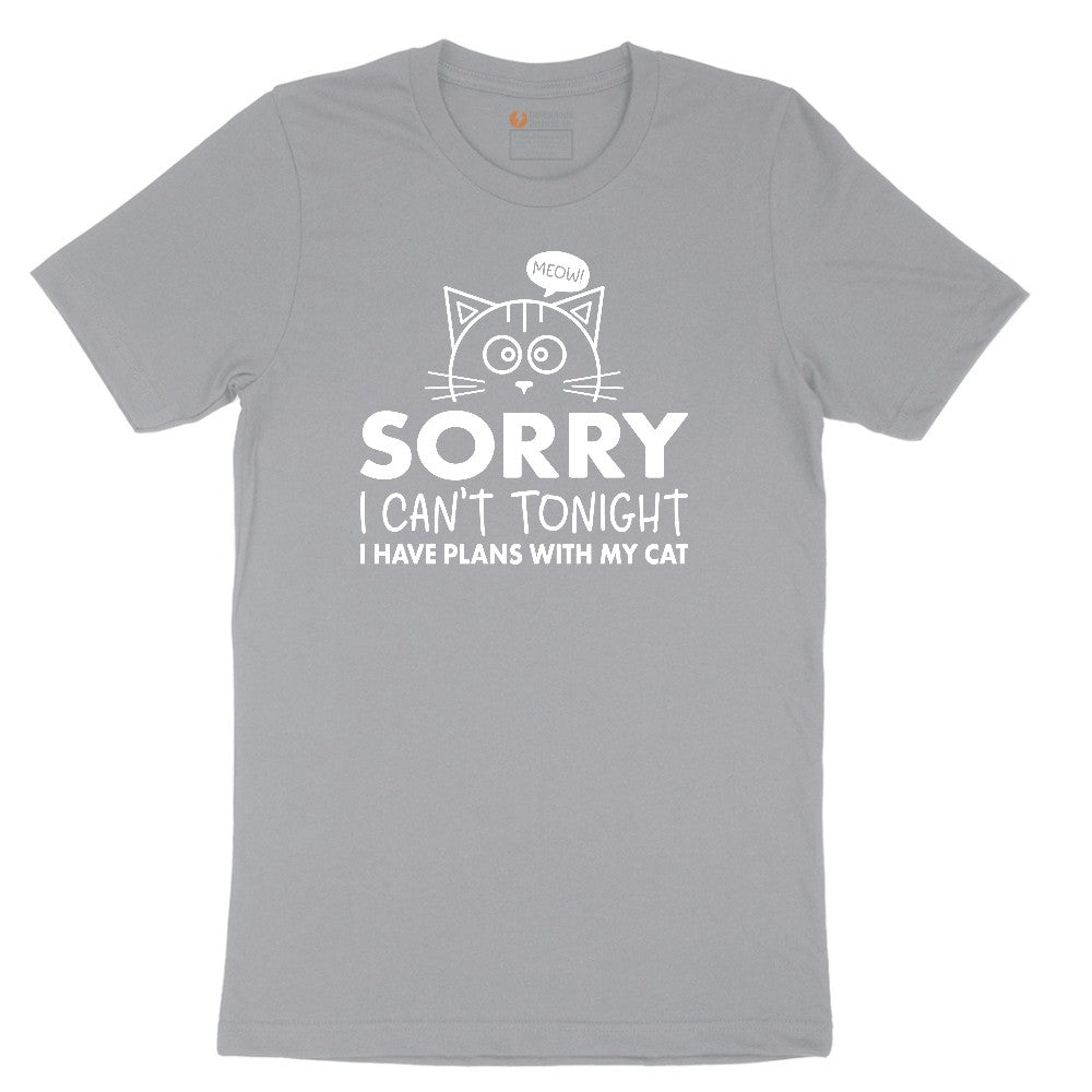 Sorry I Can't I Have Plans with My Cat Short Sleeve Tee - Athletic Heather Grey