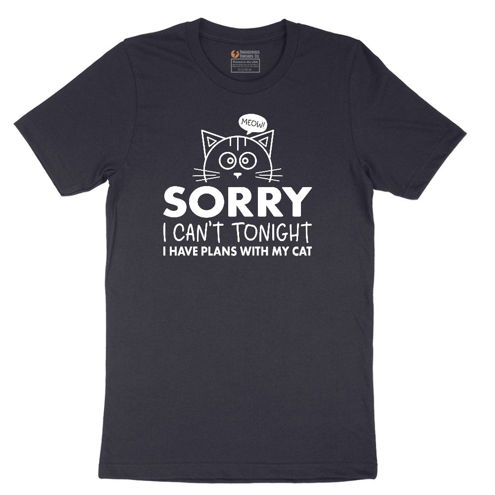 Sorry I Can't I Have Plans with My Cat Short Sleeve Tee - Deep Navy
