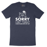 Sorry I Can't I Have Plans with My Cat Short Sleeve Tee - Heather Navy