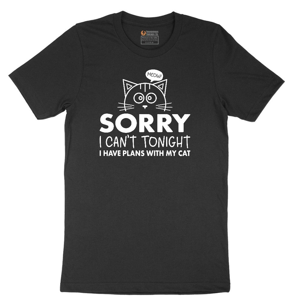 Sorry I Can't I Have Plans with My Cat Short Sleeve Tee - Jet Black
