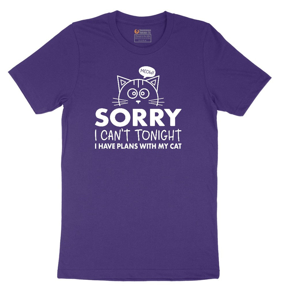 Sorry I Can't I Have Plans with My Cat Short Sleeve Tee - Team Purple
