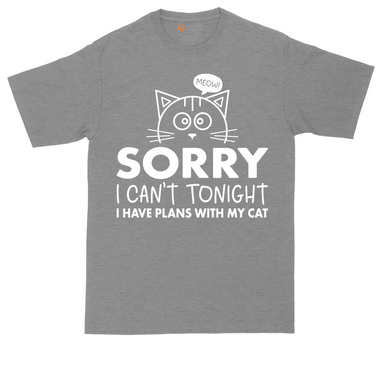Sorry I Can't I Have Plans with My Cat tall t-shirt for men in Heather Navy
