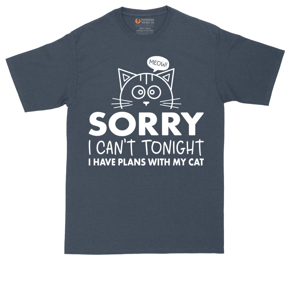 Sorry I Can't I Have Plans with My Cat tall t-shirt for men in Heather Navy