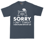 Sorry I Can't I Have Plans with My Cat tall t-shirt for men in Heather Navy