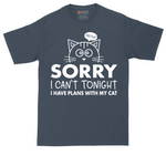 Sorry I Can't I Have Plans with My Cat tall t-shirt for men in Heather Navy