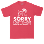 Sorry I Can't I Have Plans with My Cat tall t-shirt for men in Heather Red