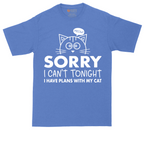 Sorry I Can't I Have Plans with My Cat tall t-shirt for men in Heather Royal