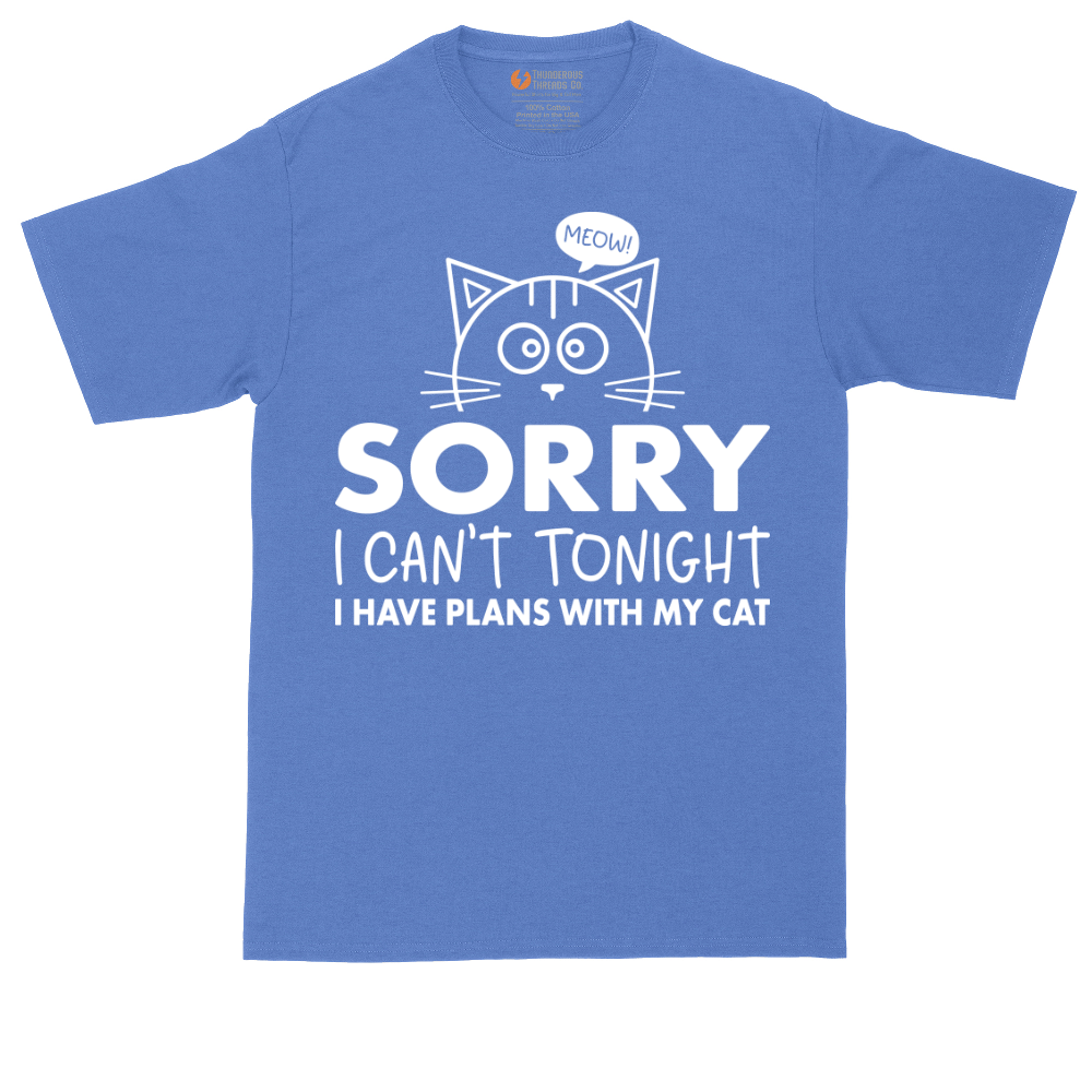 Sorry I Can't I Have Plans with My Cat tall t-shirt for men in Heather Royal