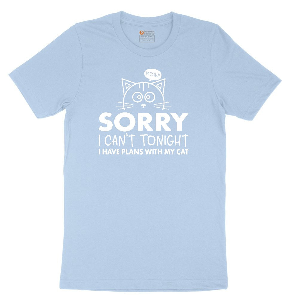 Sorry I Can't I Have Plans with My Cat Youth Short Sleeve Tee - Light Blue