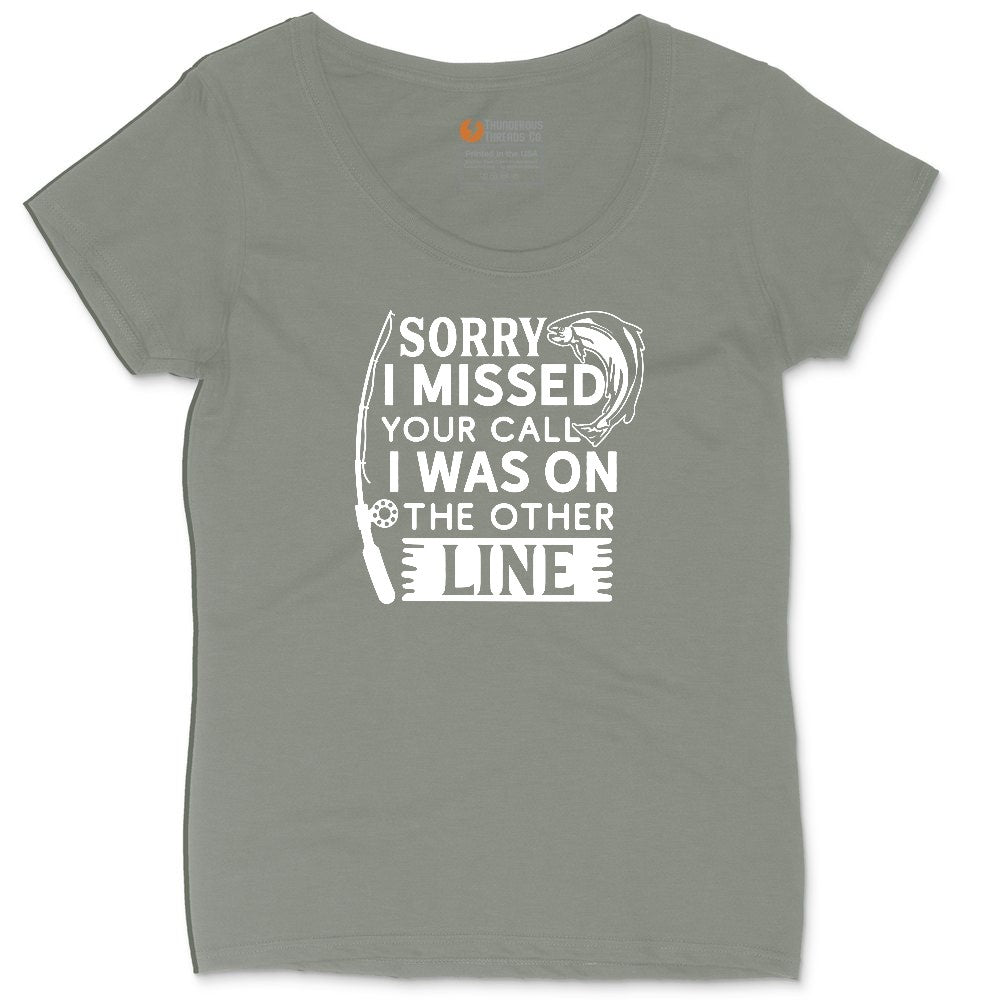 Sorry I Missed Your Call I Was on the Other Line Ladies Curvy Tee - Bamboo Blackout
