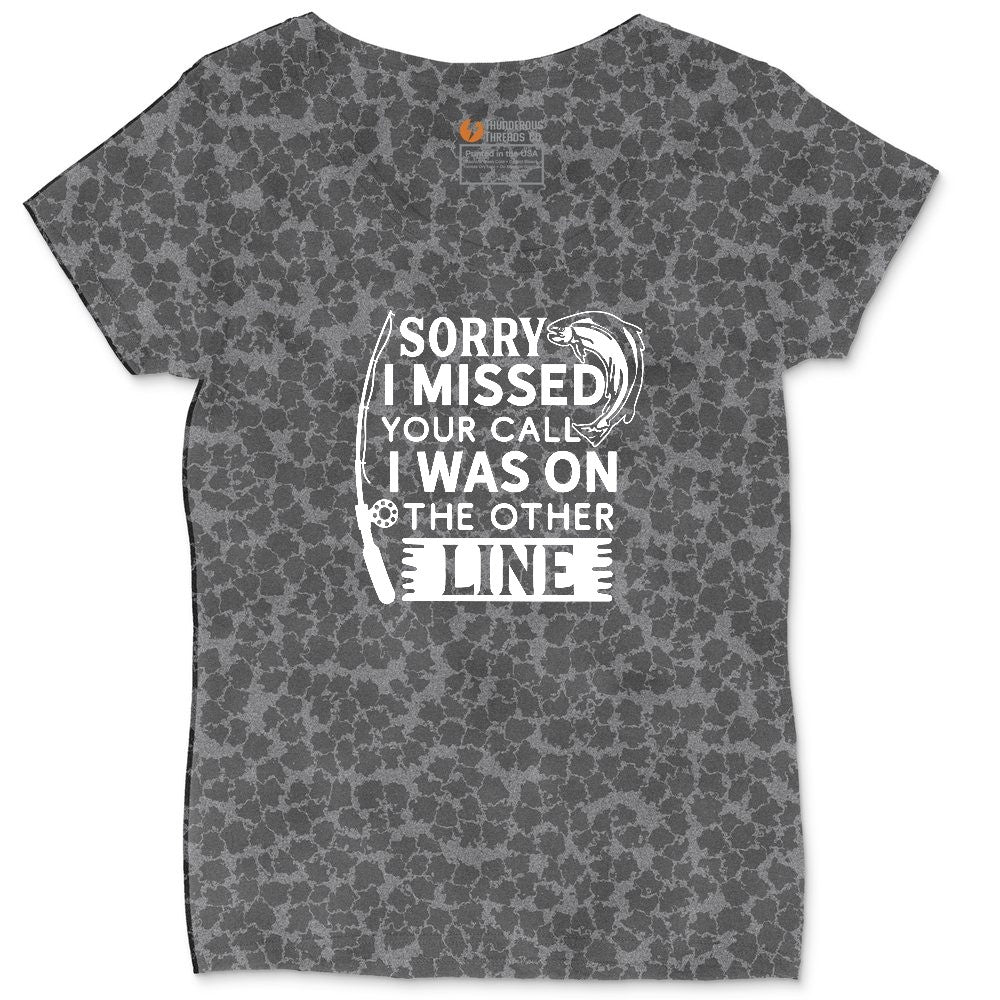 Sorry I Missed Your Call I Was on the Other Line Ladies Curvy Tee - Black Leopard