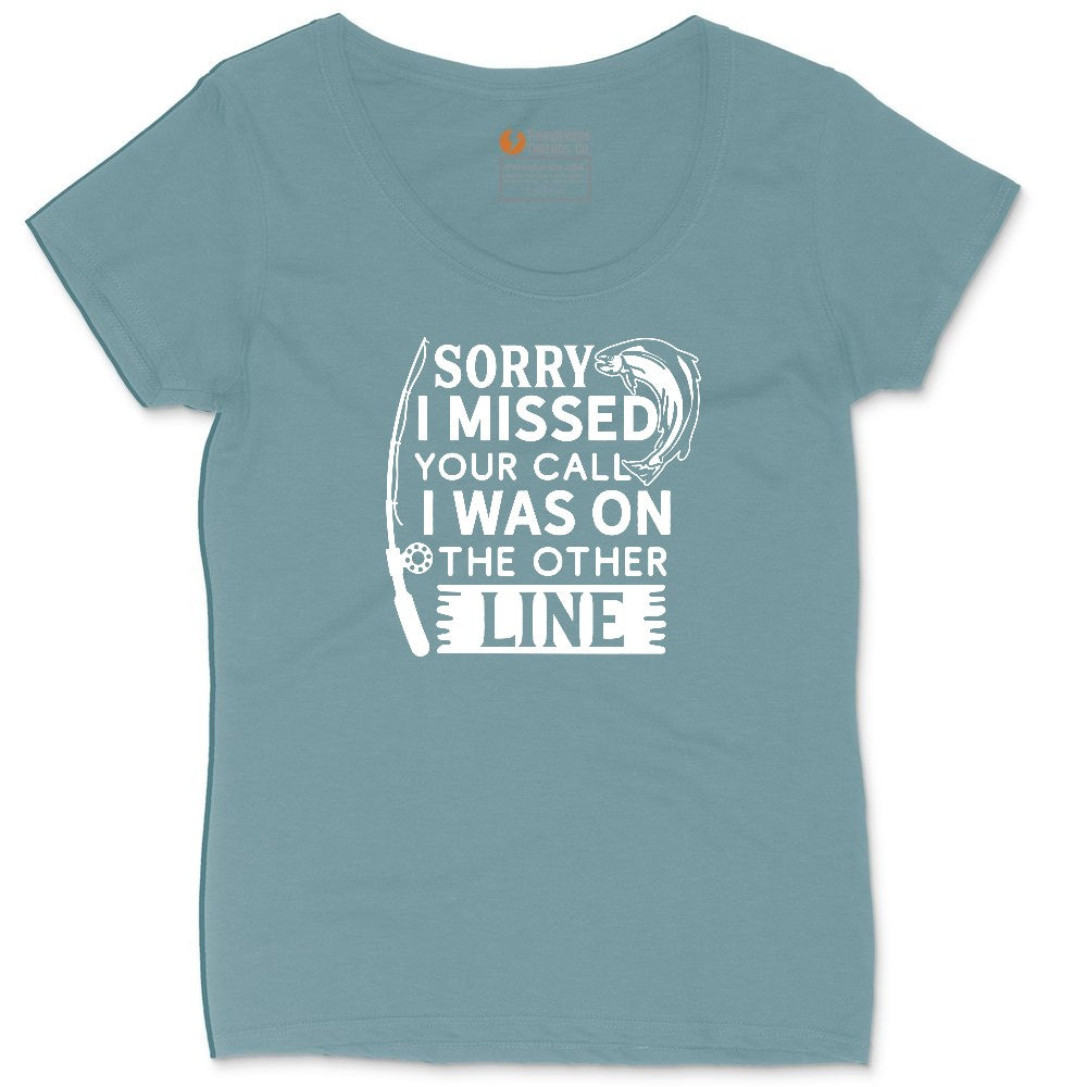 Sorry I Missed Your Call I Was on the Other Line Ladies Curvy Tee - Surf Blackout
