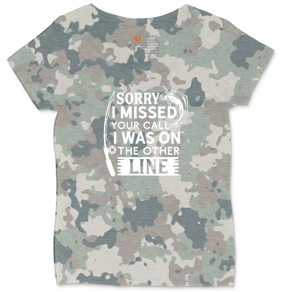 Sorry I Missed Your Call I Was on the Other Line Ladies Curvy Tee - Vintage Camo