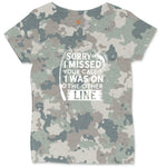 Sorry I Missed Your Call I Was on the Other Line Ladies Curvy Tee - Vintage Camo