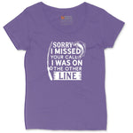 Sorry I Missed Your Call I Was on the Other Line Ladies Curvy Tee - Vintage Purple