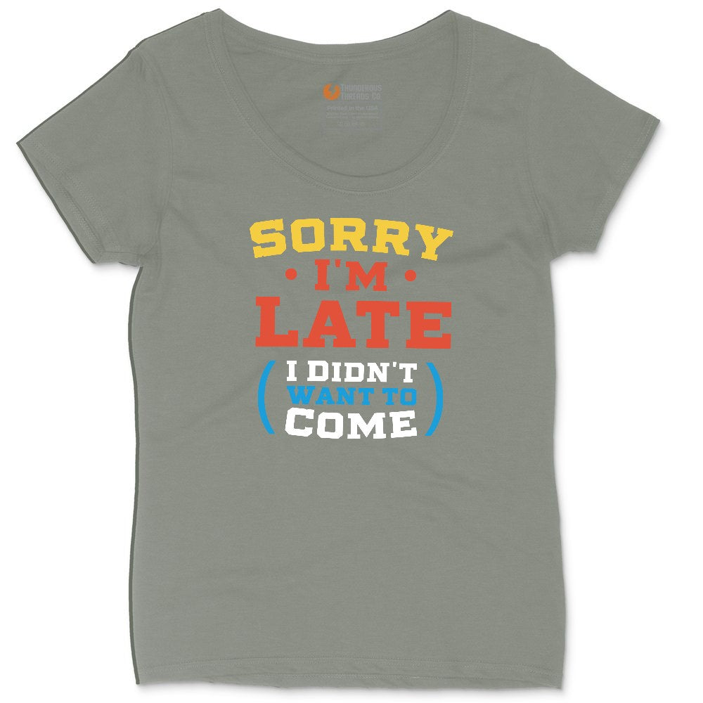 Sorry I'm Late I Didn't Want to Come Version 2 Ladies Curvy Tee - Bamboo Blackout