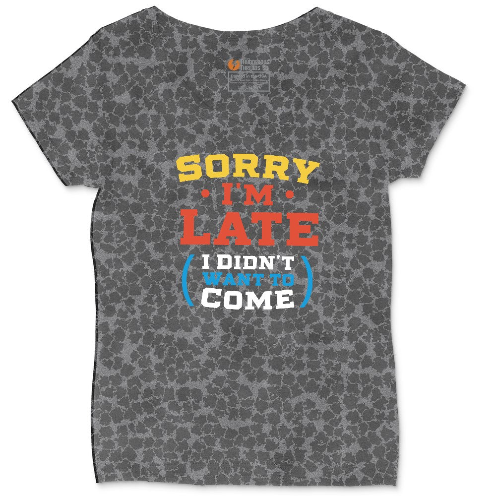 Sorry I'm Late I Didn't Want to Come Version 2 Ladies Curvy Tee - Black Leopard