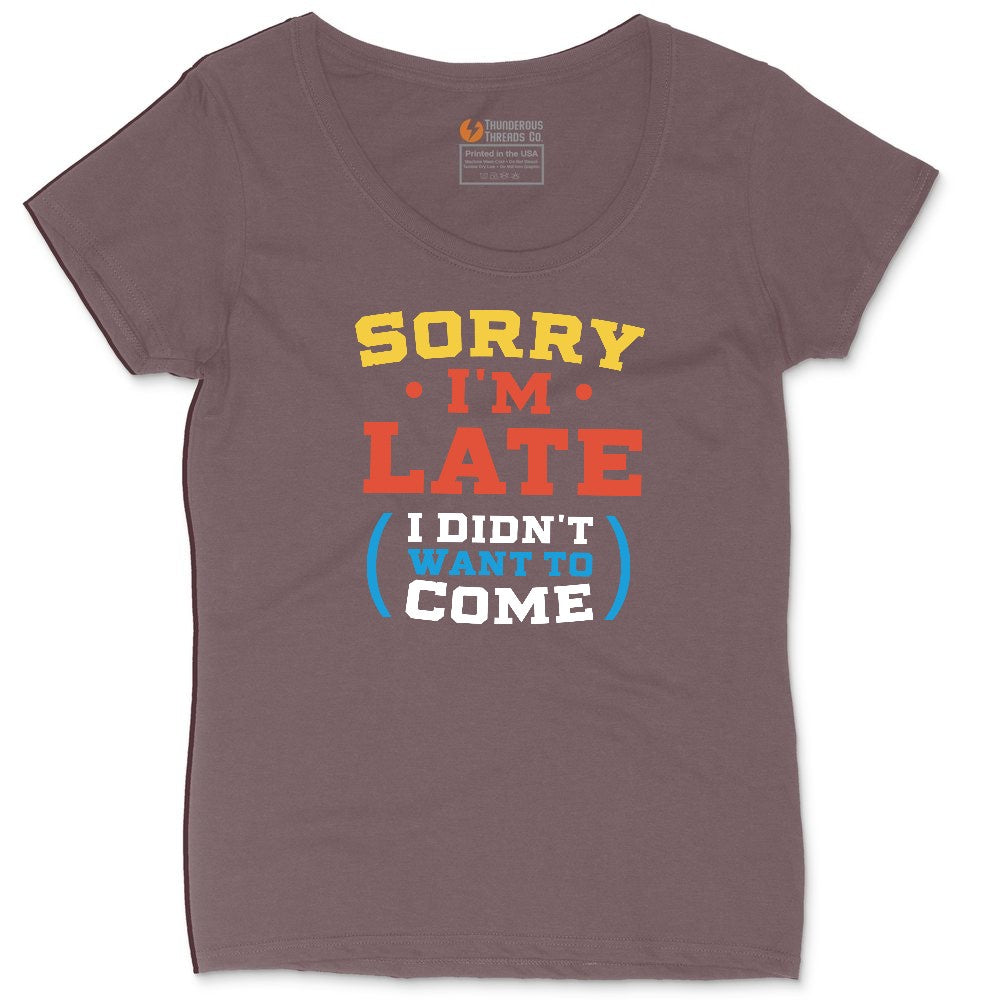 Sorry I'm Late I Didn't Want to Come Version 2 Ladies Curvy Tee - Sangria Blackout