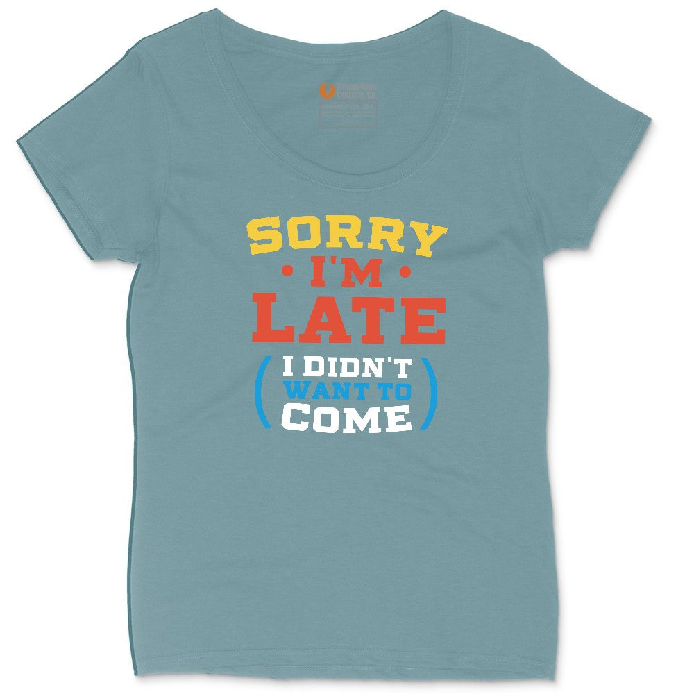 Sorry I'm Late I Didn't Want to Come Version 2 Ladies Curvy Tee - Surf Blackout