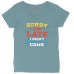 Sorry I'm Late I Didn't Want to Come Version 2 Ladies Curvy Tee - Surf Blackout