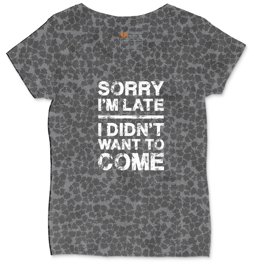 Sorry I'm Late I Didn't Want to Come Version 3 Ladies Curvy Tee - Black Leopard