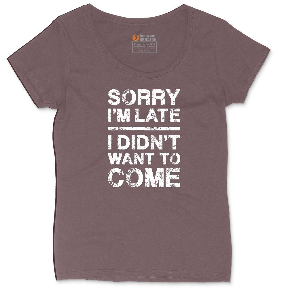 Sorry I'm Late I Didn't Want to Come Version 3 Ladies Curvy Tee - Sangria Blackout