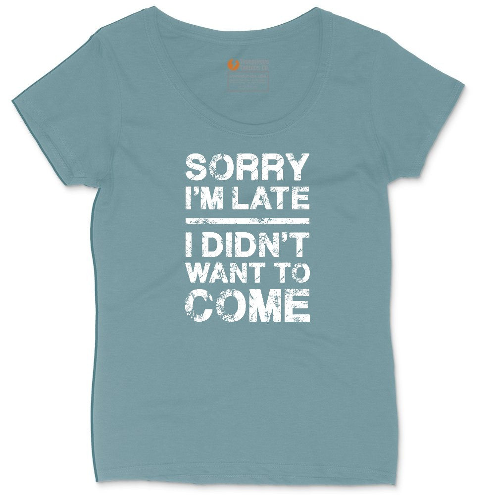 Sorry I'm Late I Didn't Want to Come Version 3 Ladies Curvy Tee - Surf Blackout