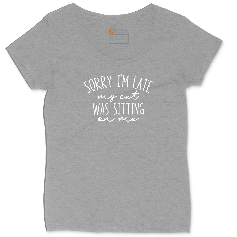 Sorry I'm Late My Cat was Sitting on Me Ladies Curvy Tee - Granite Heather