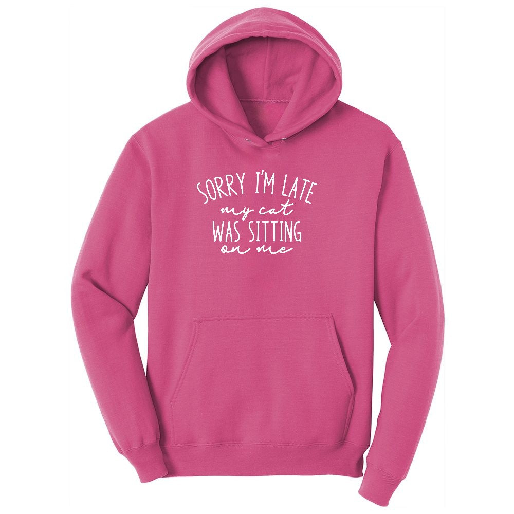 Sorry I'm Late My Cat was Sitting on Me Youth Hoodie - Sangria