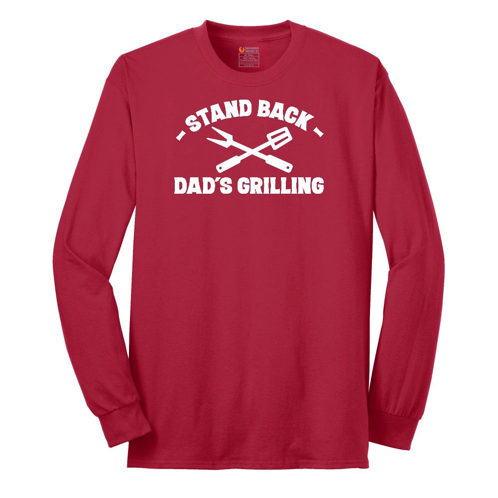 Stand Back Dads Grilling Long Sleeve Tee - Red