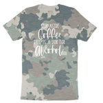 Step Aside Coffee this is a Job for Alcohol Ladies Short Sleeve Tee - Vintage Camo