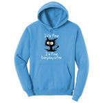 Stressed Cat Everything is Fine Ladies Hoodie - Aquatic Blue