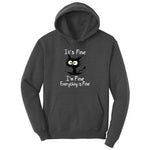 Stressed Cat Everything is Fine Ladies Hoodie - Dark Heather Grey
