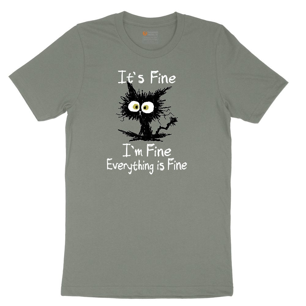 Stressed Cat Everything is Fine Ladies Short Sleeve Tee - Bamboo Blackout