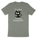 Stressed Cat Everything is Fine Ladies Short Sleeve Tee - Bamboo Blackout