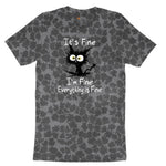 Stressed Cat Everything is Fine Ladies Short Sleeve Tee - Black Leopard