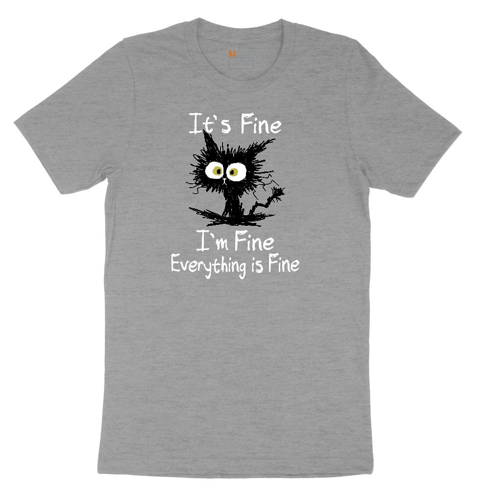 Stressed Cat Everything is Fine Ladies Short Sleeve Tee - Granite Heather