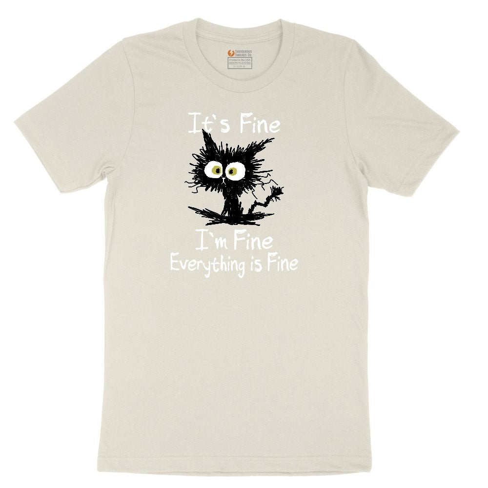 Stressed Cat Everything is Fine Ladies Short Sleeve Tee - Natural Heather