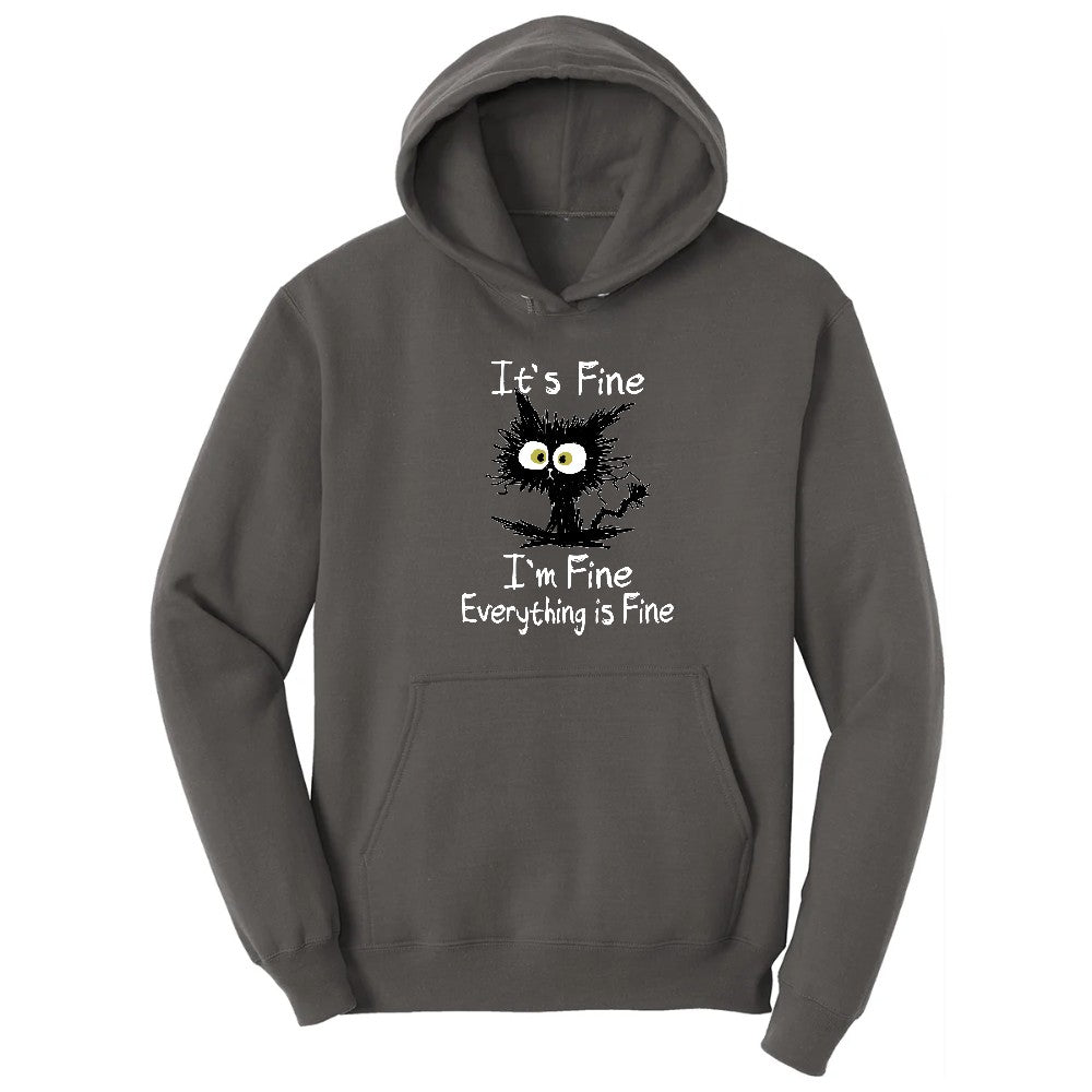 Stressed Cat Everything is Fine Hoodie - Charcoal