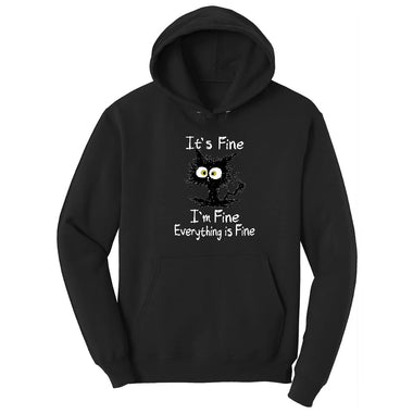 Stressed Cat Everything is Fine Hoodie - Jet Black