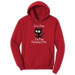 Stressed Cat Everything is Fine Hoodie - Red