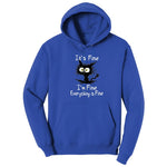 Stressed Cat Everything is Fine Hoodie - True Royal