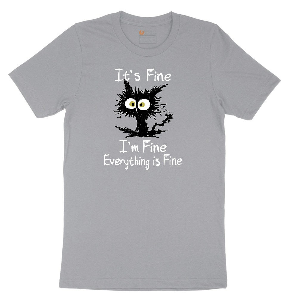 Stressed Cat Everything is Fine Short Sleeve Tee - Athletic Heather Grey