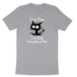 Stressed Cat Everything is Fine Short Sleeve Tee - Athletic Heather Grey