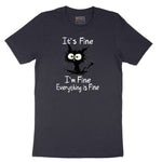 Stressed Cat Everything is Fine Short Sleeve Tee - Deep Navy