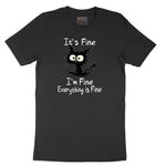 Stressed Cat Everything is Fine Short Sleeve Tee - Jet Black